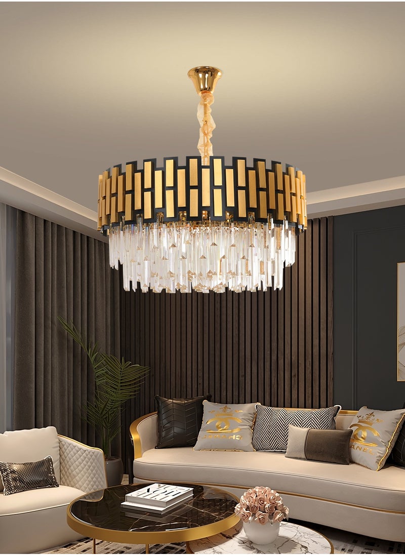 Luxury Crystal Chandelier Living Room,Modern Gold Crystal Chandelier Light,Dia 50cm Crystal Chandelier Lamp With 9 Bulbs Fixture for Dining Room, Hotel Hall Art Decor Hanging Lamp