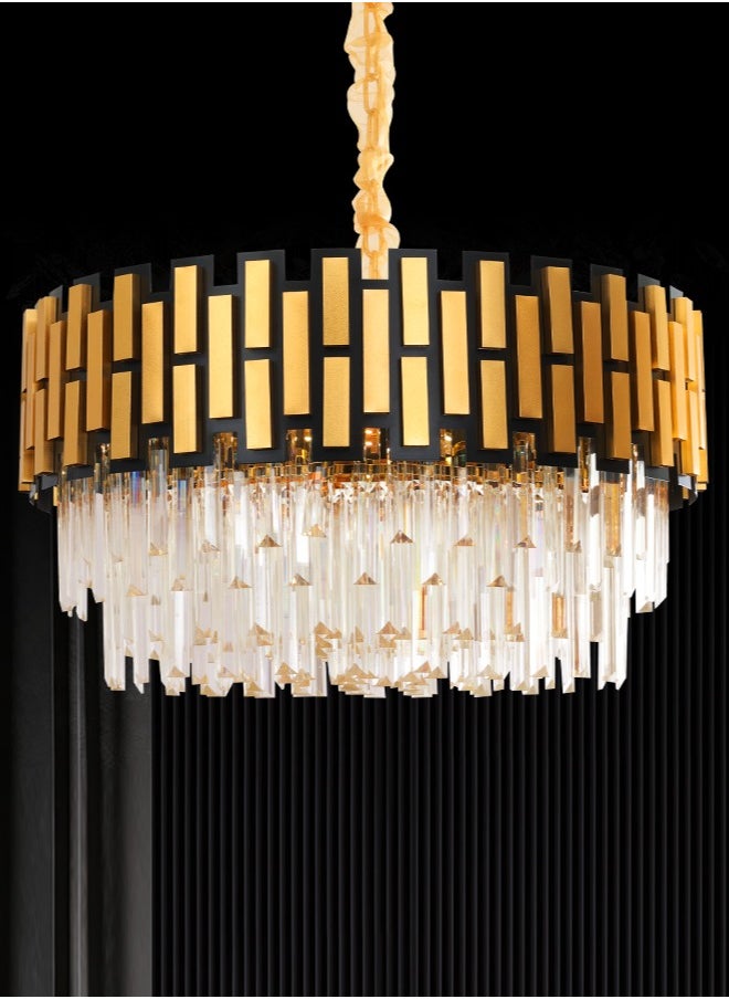 Luxury Crystal Chandelier Living Room,Modern Gold Crystal Chandelier Light,Dia 50cm Crystal Chandelier Lamp With 9 Bulbs Fixture for Dining Room, Hotel Hall Art Decor Hanging Lamp