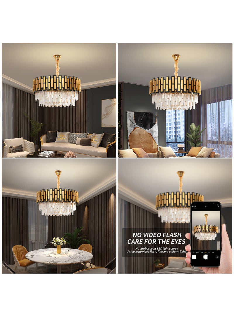 Luxury Crystal Chandelier Living Room,Modern Gold Crystal Chandelier Light,Dia 50cm Crystal Chandelier Lamp With 9 Bulbs Fixture for Dining Room, Hotel Hall Art Decor Hanging Lamp