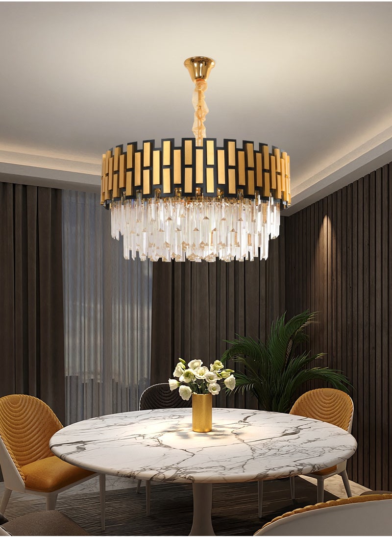 Luxury Crystal Chandelier Living Room,Modern Gold Crystal Chandelier Light,Dia 50cm Crystal Chandelier Lamp With 9 Bulbs Fixture for Dining Room, Hotel Hall Art Decor Hanging Lamp