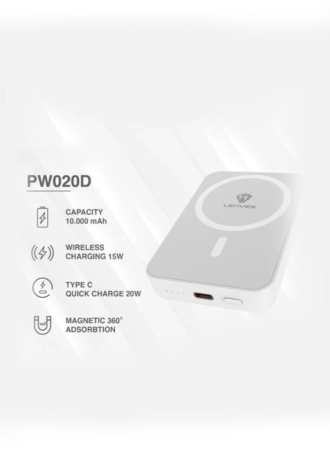 Powerbank Wireless Lenyes PW020D 10000 mAh Fast Charging Magsafe 22.5W