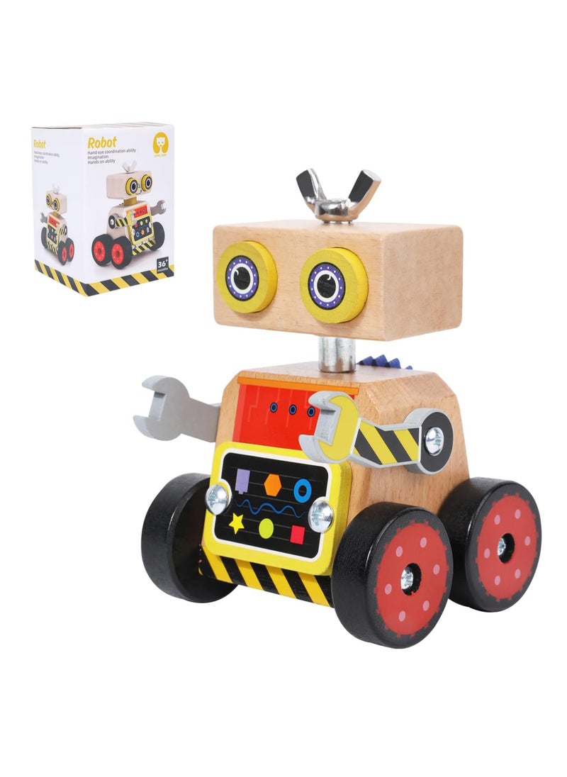 Children'S Disassembly And Assembly Diy Robot Toys, Wooden Robot Assembly Toy Set, Stem Educational Toy Set, Children'S Woodworking Crafts Project, Suitable For Gifts For 3-6 Years Old Boys And Girls