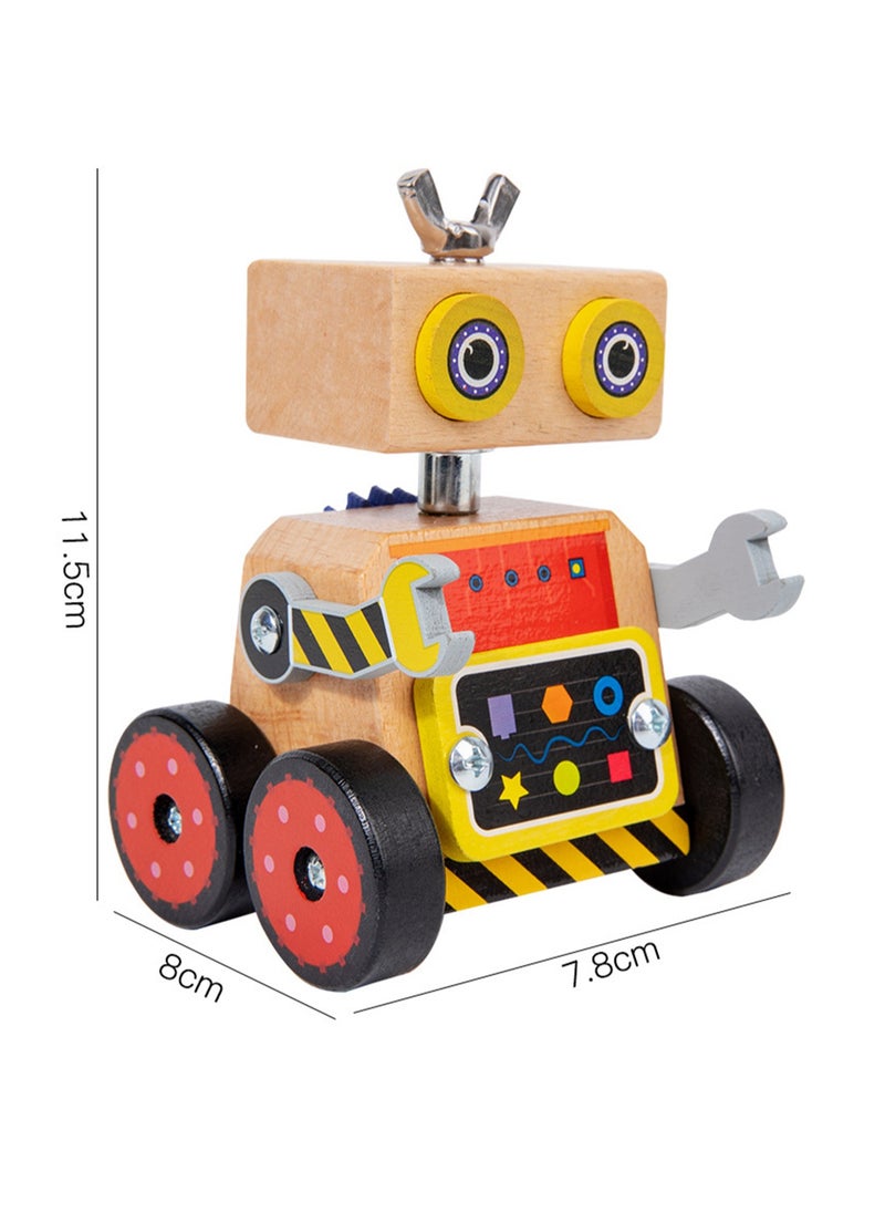 Children'S Disassembly And Assembly Diy Robot Toys, Wooden Robot Assembly Toy Set, Stem Educational Toy Set, Children'S Woodworking Crafts Project, Suitable For Gifts For 3-6 Years Old Boys And Girls