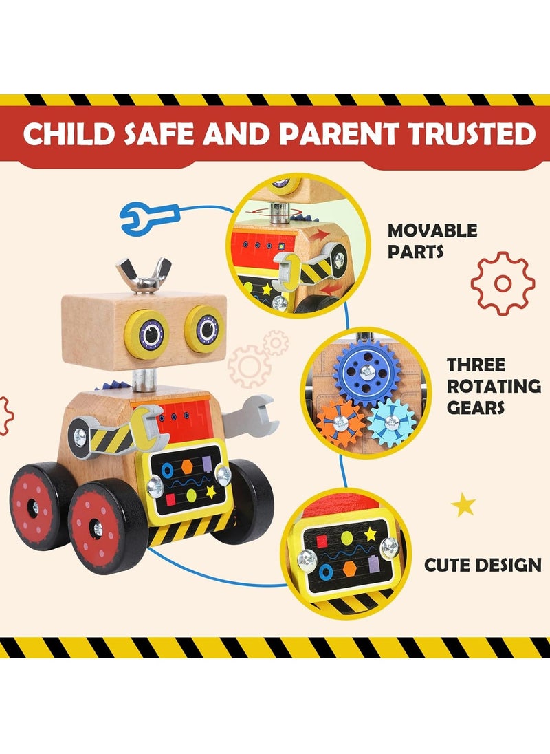 Children'S Disassembly And Assembly Diy Robot Toys, Wooden Robot Assembly Toy Set, Stem Educational Toy Set, Children'S Woodworking Crafts Project, Suitable For Gifts For 3-6 Years Old Boys And Girls