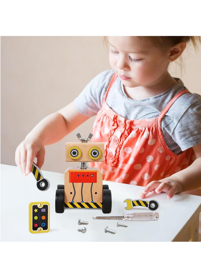 Children'S Disassembly And Assembly Diy Robot Toys, Wooden Robot Assembly Toy Set, Stem Educational Toy Set, Children'S Woodworking Crafts Project, Suitable For Gifts For 3-6 Years Old Boys And Girls