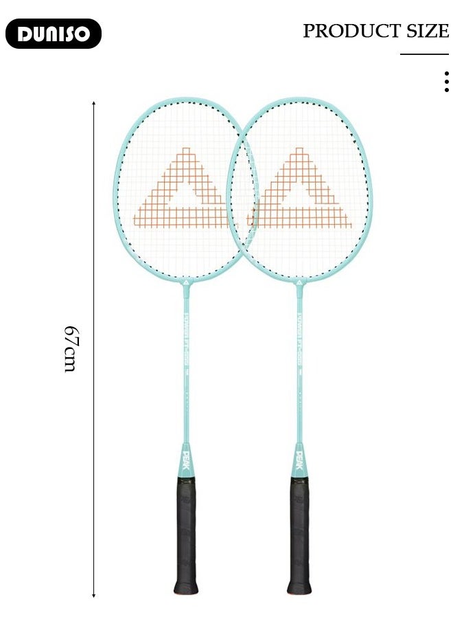 Badminton Rackets Set 2 Player, Premium Lightweight & Durable, Ferroalloy Badminton Rackets Set with 3 Shuttlecocks, 2 Replacement Grip Straps & 1 Carrying Bag for Beginners Outdoor Backyard Games, Daily Play and Training