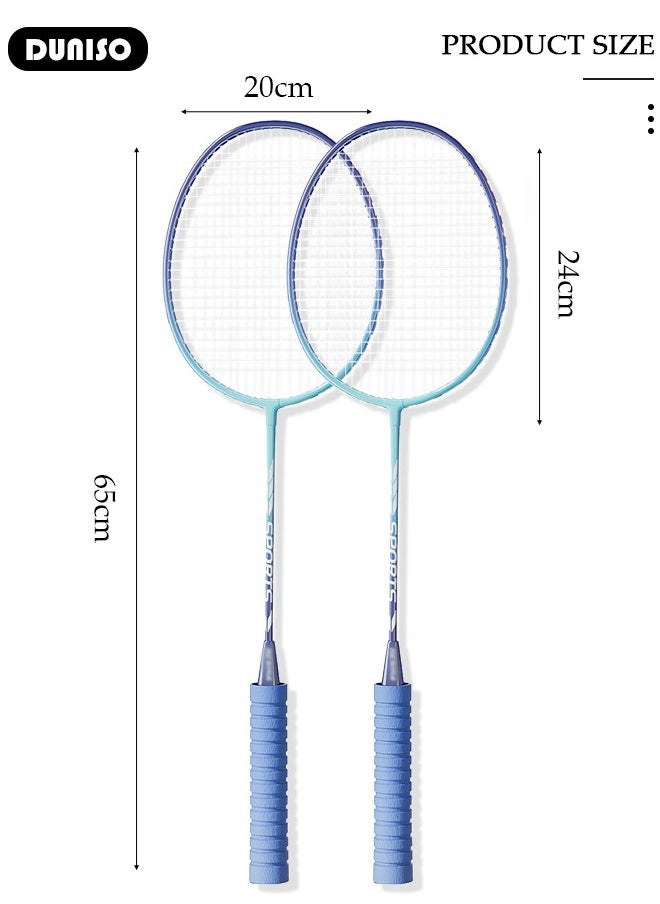 Badminton Rackets Set 2 Player, Premium Lightweight & Durable, Ferroalloy Badminton Rackets Set with 3 Shuttlecocks, 2 Replacement Grip Straps & 1 Carrying Bag for Beginners Outdoor Backyard Games, Daily Play and Training