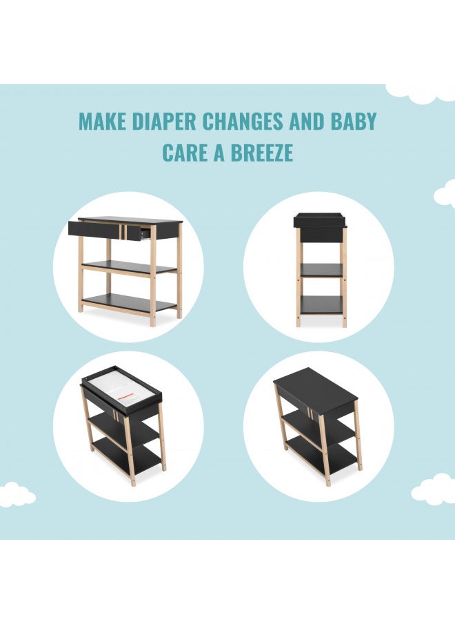 Soho Baby Changing Table In Matte Black Vintage, Crafted With Sustainable New Zealand Pinewood, Jpma & Greenguard Gold Certified, Portable Changing Table