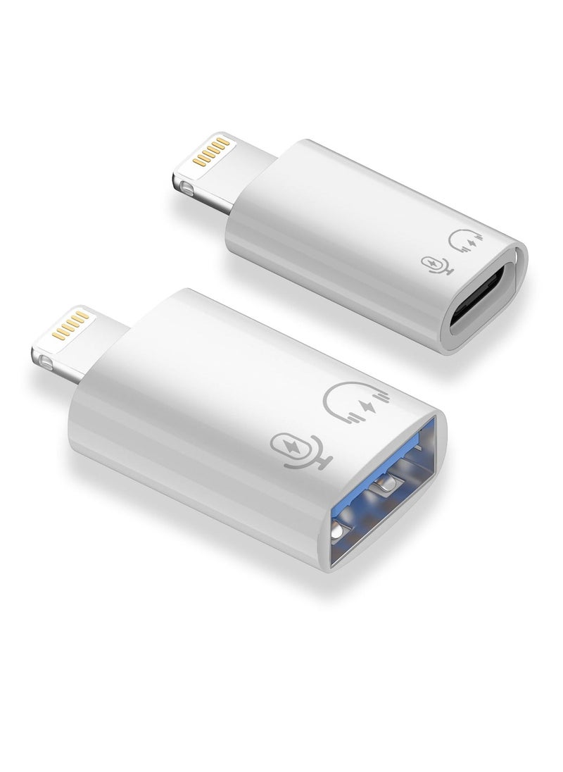 2 Pack Lightning to USB C Adapter, USB C/USB 3.0 Female to Lightning Male OTG Adapter for iPhone/iPad, Support Connect Card Reader, U Disk, USB Flash Drive, Keyboard, Mouse and More