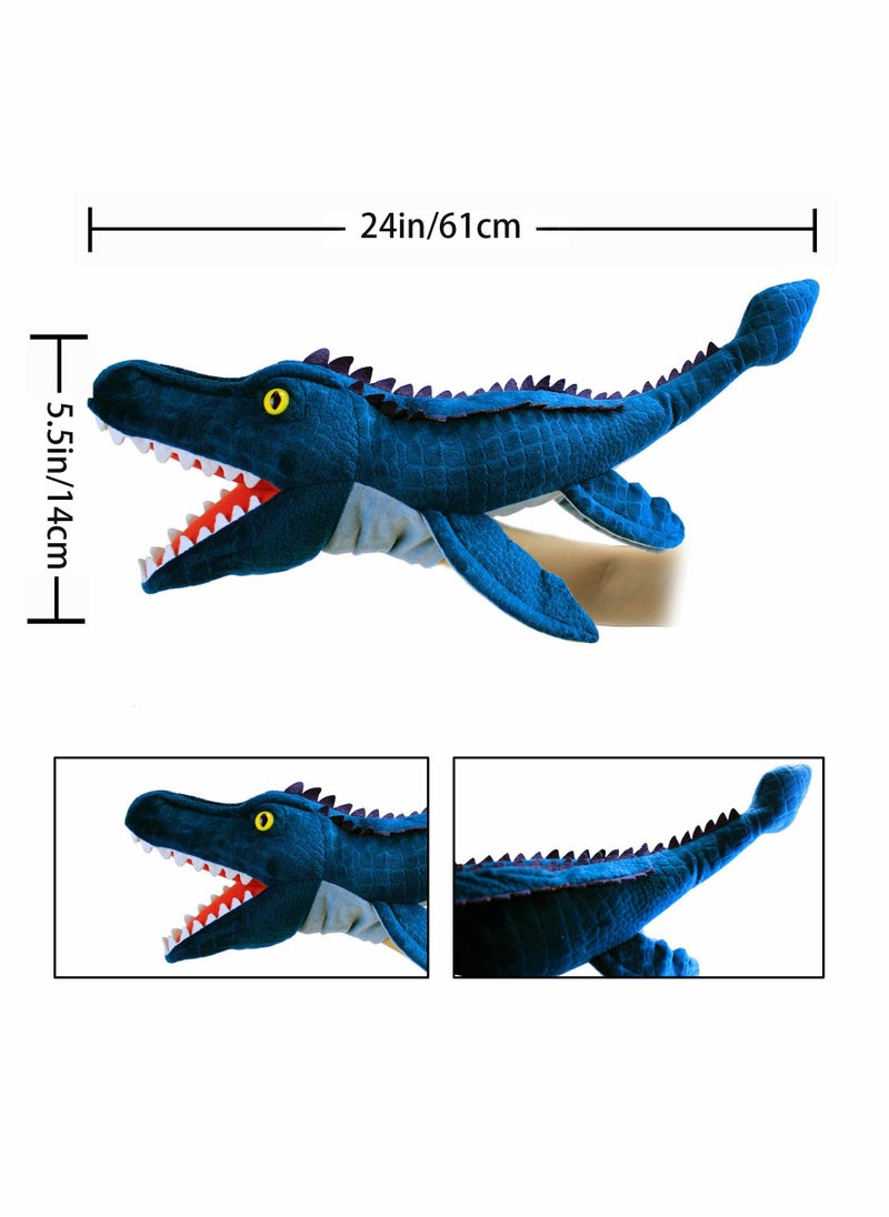 Dinosaur Hand Puppets, Mosasaurus Jurassic World Stuffed Animal   Soft Plush Toy, Open Movable Mouth Finger Gift, Birthday Gifts for Kids, Creative Role Play