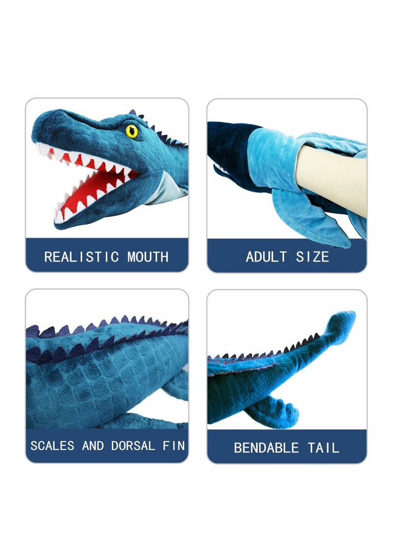 Dinosaur Hand Puppets, Mosasaurus Jurassic World Stuffed Animal Cute Soft Plush Toy, Open Movable Mouth Finger Gift, Birthday Gifts for Kids, Creative Role Play