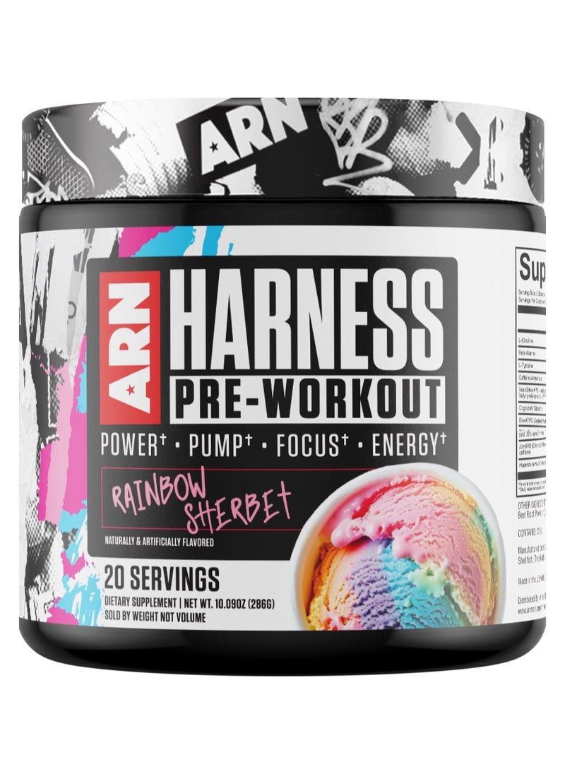 Arms Race Nutrition | Harness | Pre-Workout, 20 Servings (Rainbow Sherbet)