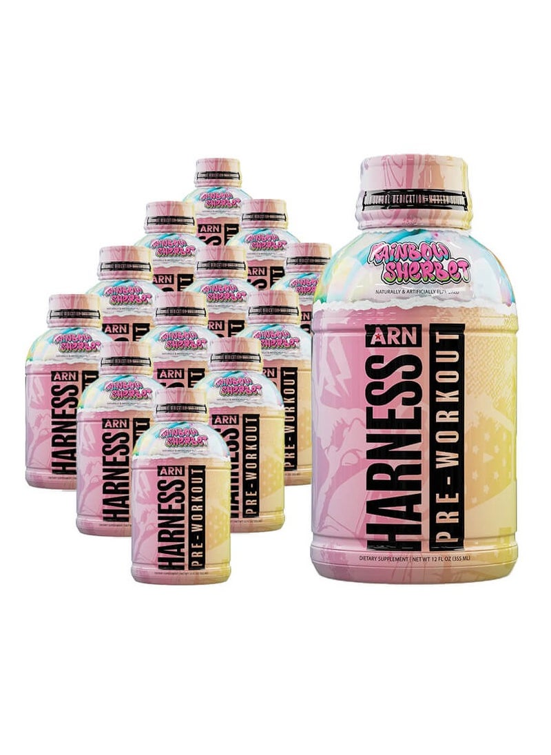 ARN Harness Pre-Workout Drink Rainbow Sherbet Flavor 12 x 355ml