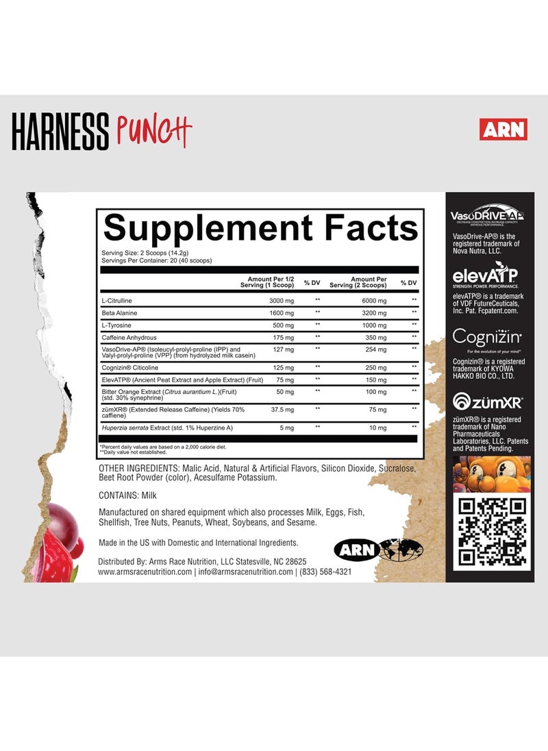 Arms Race Nutrition | Harness | Pre-Workout, 20 Servings (Punch)