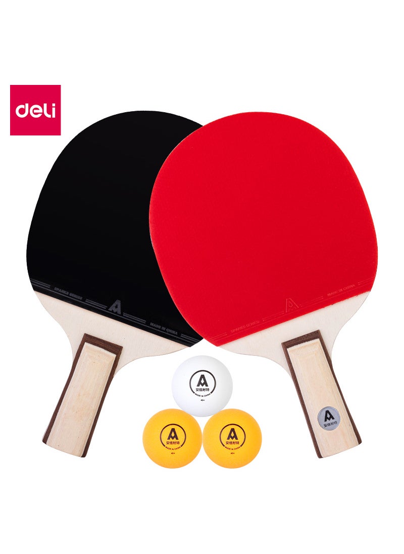 Double-Sided Reverse Rubber Table Tennis Racket for Beginners 2/pay straight racket with three balls-FG901