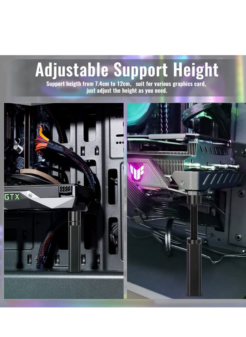 Graphics Card GPU Brace Support, Adjustable Height Adjustment Video Card Sag Holder Bracket, GPU Stand, Universal VGA Graphics Card Holder, Black