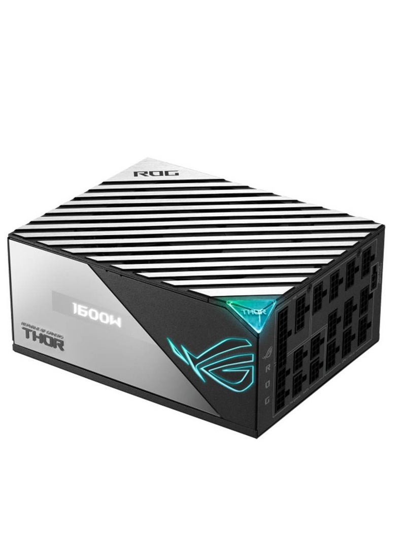 Rog Thor 1600W ATX Power Supply Unit, With Aura Sync & OLED Display, 1600W Power, 80 Plus Titanium Certification, 135mm PWM Fan, 0dB Cooling, Modular Black