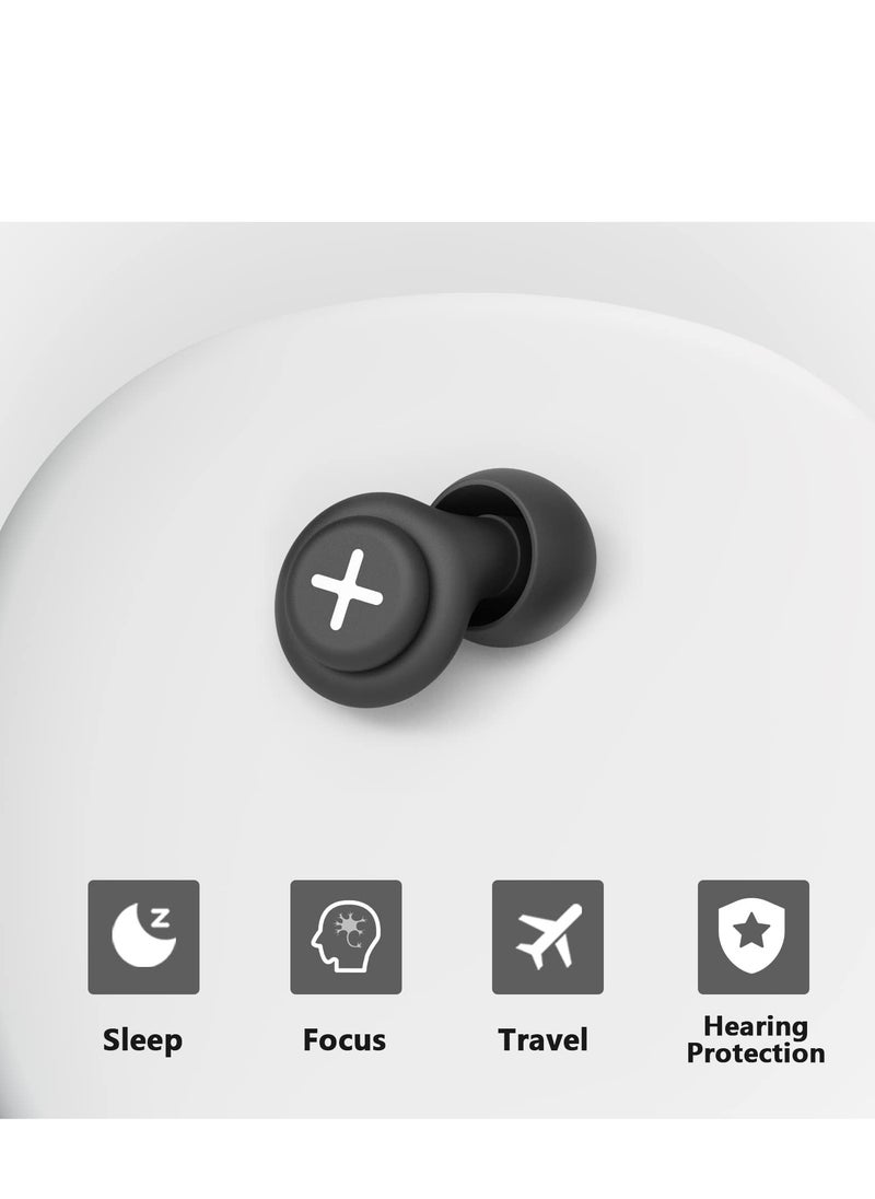 Noise Reduction Ear Plugs-40 dB Noise Cancelling Reusable Hearing Protection in Flexible Silicone for Sleeping, Traveling, Concerts, Work & Swimming,3 Wearing Styles, Black