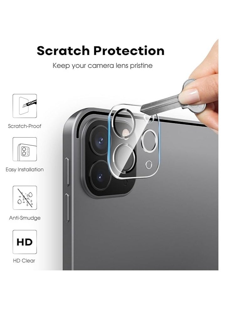 Screen Protector for iPad Pro 12.9-Inch, 2022/2021/2020 (6th/5th/4th Generation) with Camera Lens Protector, Tempered Glass Film HD Anti-Scratch, Support Pencil & Face ID, 2-Pack Each