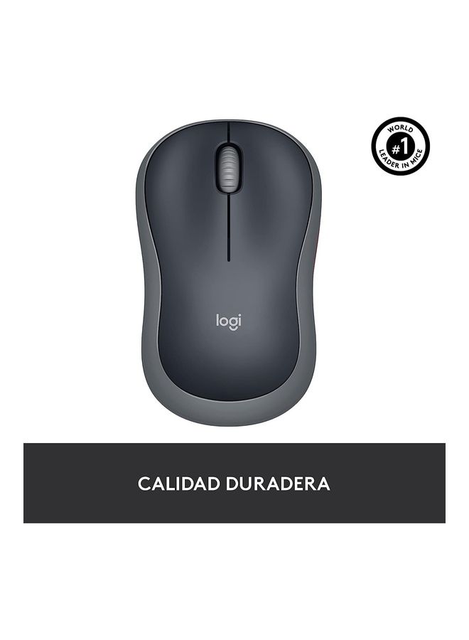 Logitech M185 Wireless Mouse, 2.4GHz with USB Mini Receiver, 12-Month Battery Life, 1000 DPI Optical Tracking, Ambidextrous, Compatible with PC, Mac, Laptop - Grey Grey