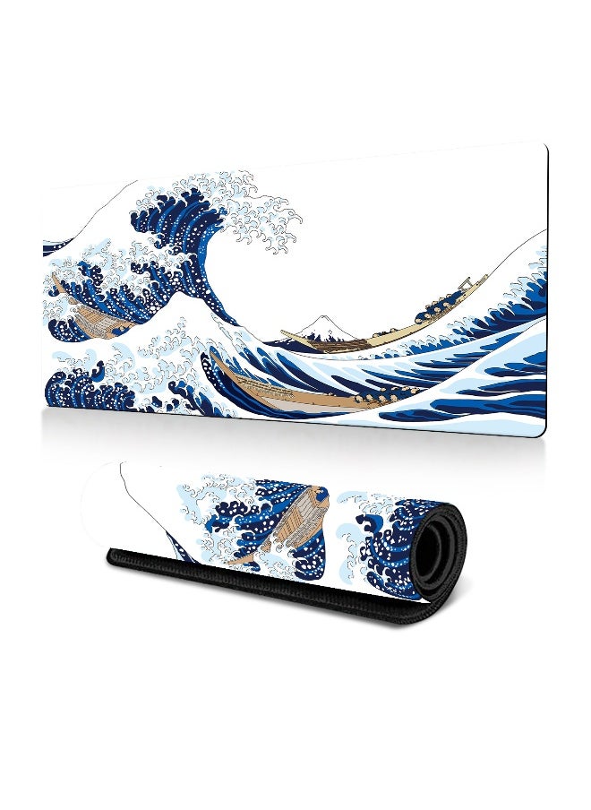 40x90cm Non-Slip Durable 3D Printed Wave Mouse Pad