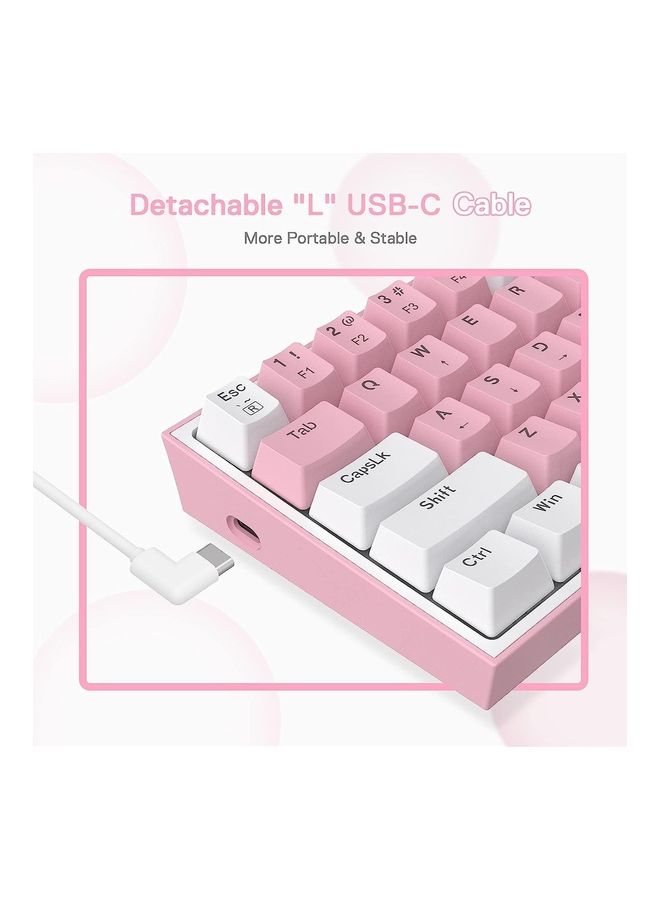 K617 FIZZ 60% Wired RGB Gaming Keyboard, 61 Keys Compact Mechanical Keyboard w/ White & Pink Mixed-Colored Keycaps, Linear Red Switch, Pro Driver Support