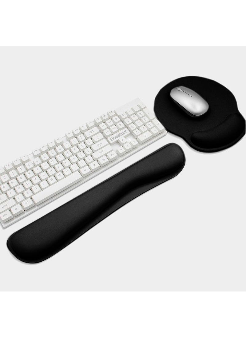 Silicone Wrist Rest Mousepad Keyboard Set Black round suit (mouse pad + keyboard holder)