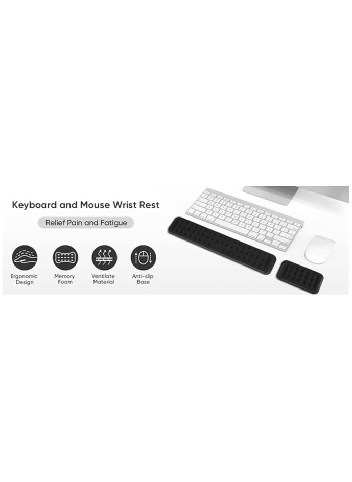 Memory Foam Keyboard and Mouse Wrist Rest Pad, Ergonomic Rest, Support Support, Pain Relief Easy Typing for Desktop Computer, Home, Office Laptop