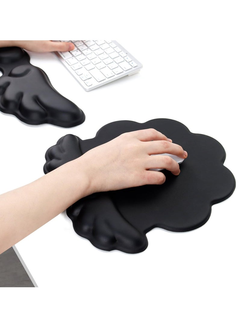 Wrist Rest for Keyboard & Mouse, Set of 2 Memory Foam Wings Palm Rest Keyboard with Non-Slip Base, Ergonomic Cloud Arm Rest Keyboard for Easy Typing Pain Relief for Gaming/Laptop