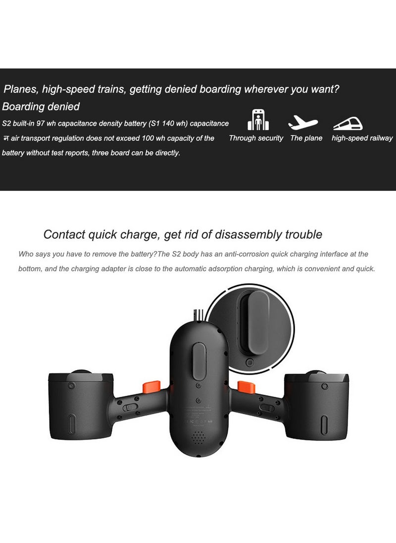 Underwater Scooter with 2-Speed and Action Camera Mount for Water Sea Sports Swimming Pool & Diving Surfboard Snorkeling(S2 Scooter)