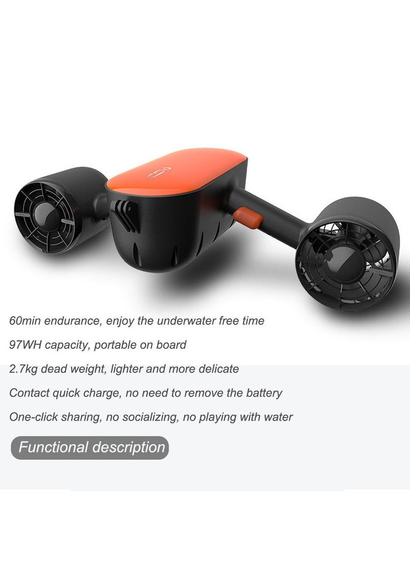 Underwater Scooter with 2-Speed and Action Camera Mount for Water Sea Sports Swimming Pool & Diving Surfboard Snorkeling(S2 Scooter)