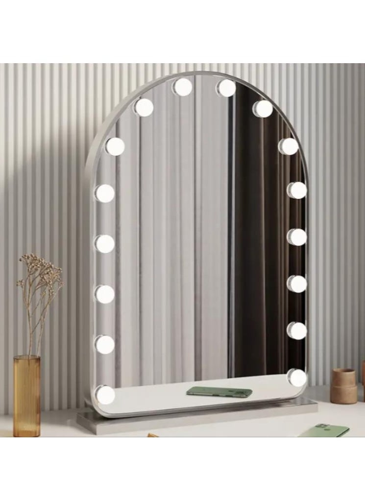 Vanity Mirror with 17 LED Lights 40*30cm Makeup Mirror, 3 Light Mode Touch, Dimmable Brightness，Hollywood Lighted up Mirror Smart Touch Control 3 Color Lighting Modes White