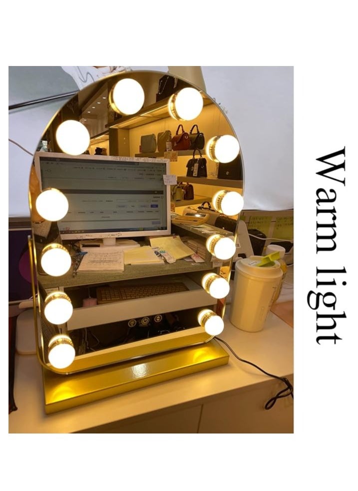 Vanity Mirror with 17 LED Lights 40*30cm Makeup Mirror, 3 Light Mode Touch, Dimmable Brightness，Hollywood Lighted up Mirror Smart Touch Control 3 Color Lighting Modes White