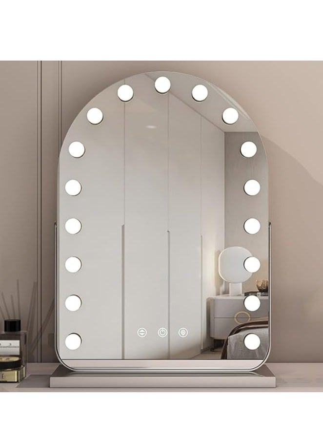 Vanity Mirror with 17 LED Lights 40*30cm Makeup Mirror, 3 Light Mode Touch, Dimmable Brightness，Hollywood Lighted up Mirror Smart Touch Control 3 Color Lighting Modes White