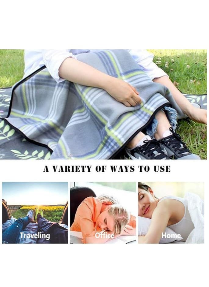 Portable Travel Blanket Airplane Compact With Bag, Fleece Throw Blanket Cozy Soft For Camping Train 60