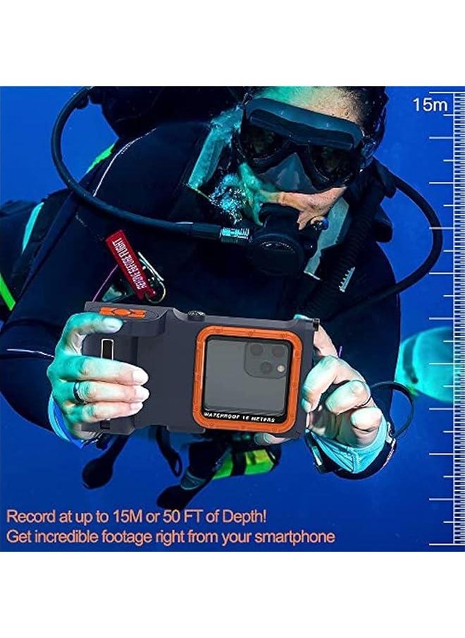 Extreme Waterproof Snorkeling Underwater Diving Phone Case for 4.9-6.9 Inch with Bluetooth Remote Control & Compass for All iPhones, Samsung, LG, Google, Android Up to 50Ft, 15M with Lanyard