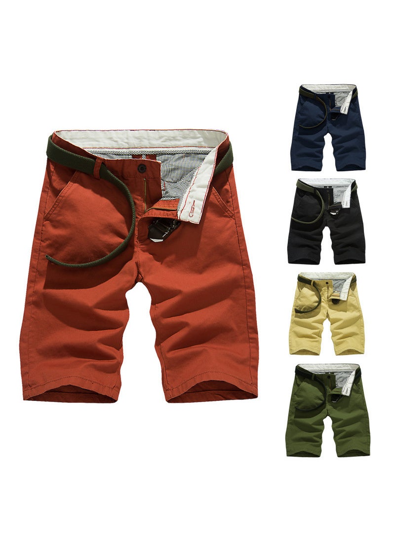 Summer Army Cargo Bermuda Shorts Men brick red