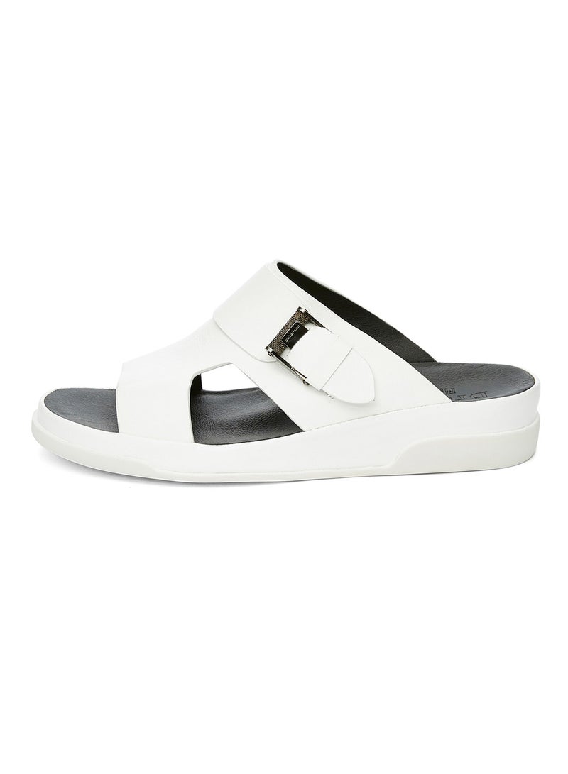 Side buckle footbed sandal Bianco