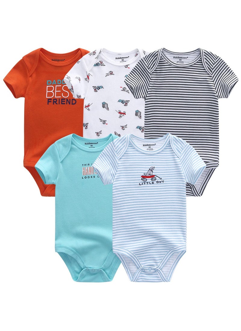 5-Piece Double-Sided Cotton Baby Jumpsuit Short Sleeve