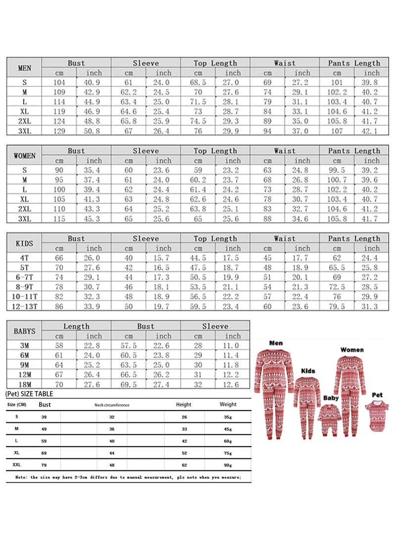 Christmas Family Matching Pajamas Classical Nightwear Sleepwear Sets Long Sleeve Pjs for for Adults Kids and Baby Holiday Xmas Sleepwear Set (Baby Unisex)