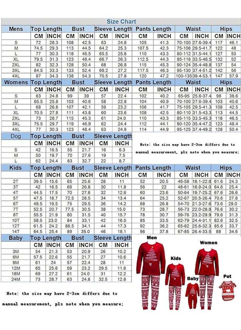 Christmas Family Matching Pajamas Classical Nightwear Sleepwear Sets Long Sleeve Pjs for for Adults Kids and Baby Holiday Xmas Sleepwear Set (Baby Unisex)