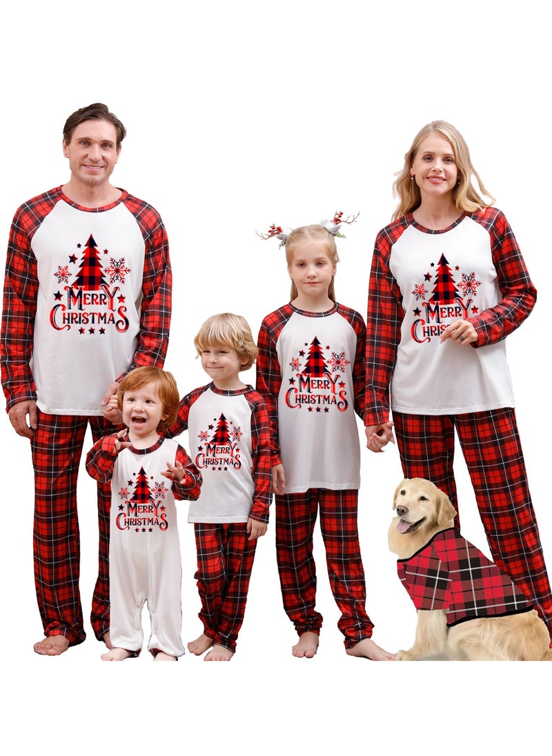 Children's Family Matching Pajamas Holiday Matching Clothing Long-Sleeved Parent-Child Pajamas for Home Suitable for Women Men Children and Pets Christmas (Baby Size)