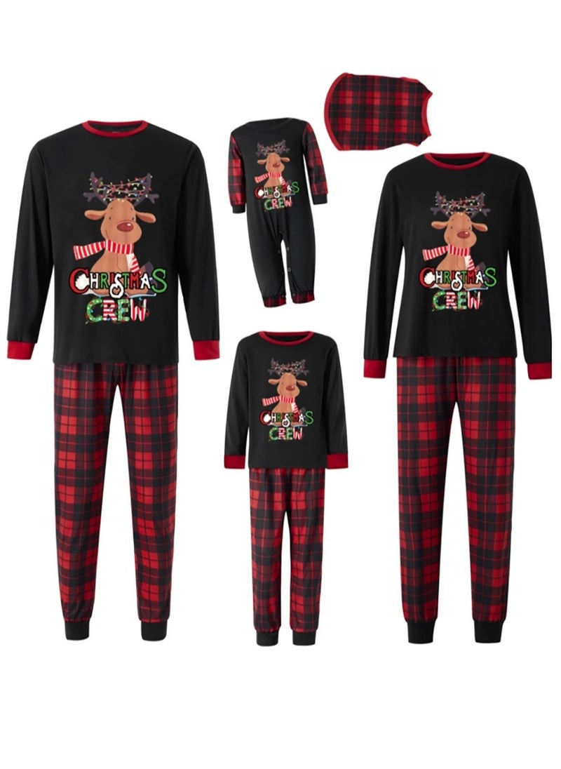 Children's Family Matching Pajamas Holiday Matching Clothing Long-Sleeved Parent-Child Pajamas for Home Suitable for Women Men Children and Pets (Infants and children)