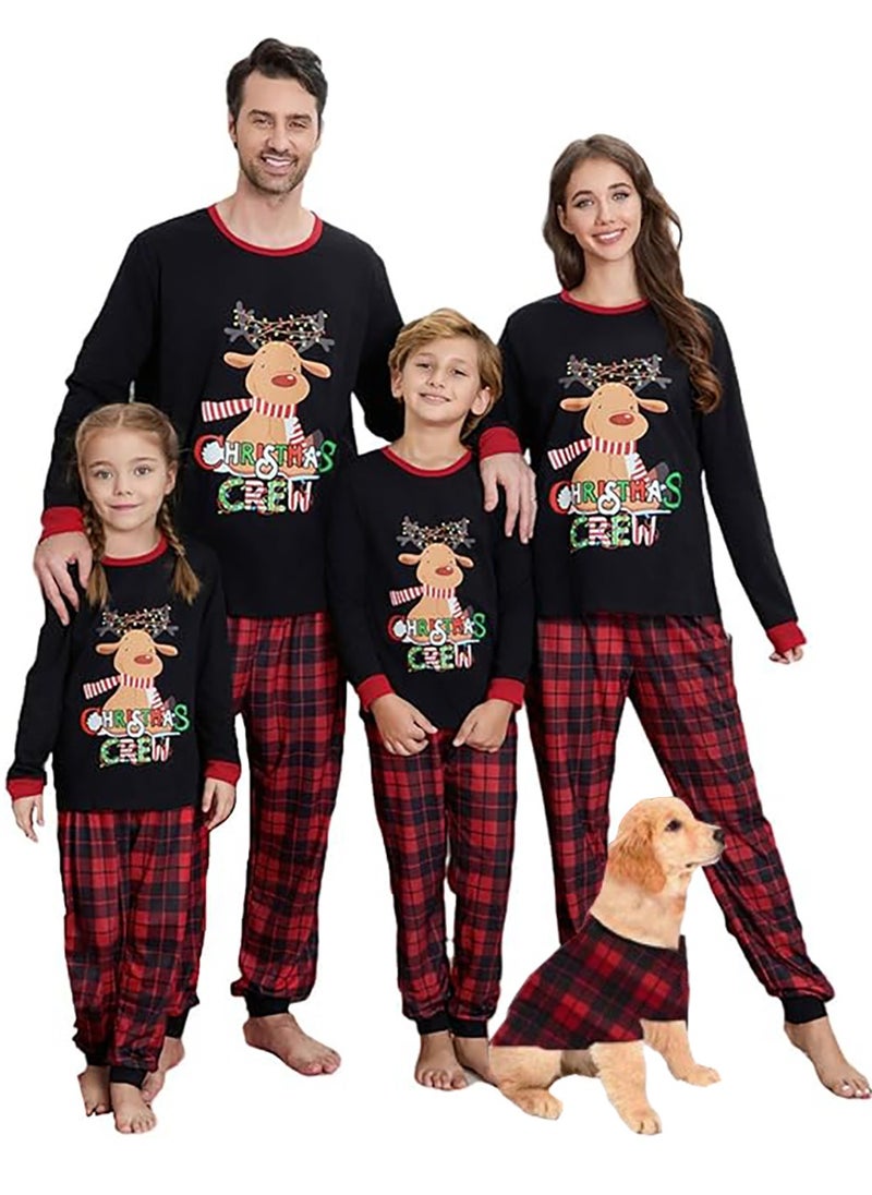 Children's Family Matching Pajamas Holiday Matching Clothing Long-Sleeved Parent-Child Pajamas for Home Suitable for Women Men Children and Pets (Infants and children)