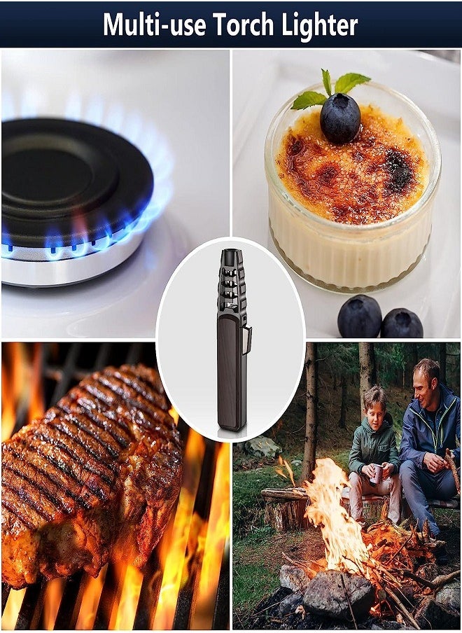 Refillable Butane Torch Lighter With Safety Lock for Kitchen Cooking Indoor Outdoor BBQ and Charcoal