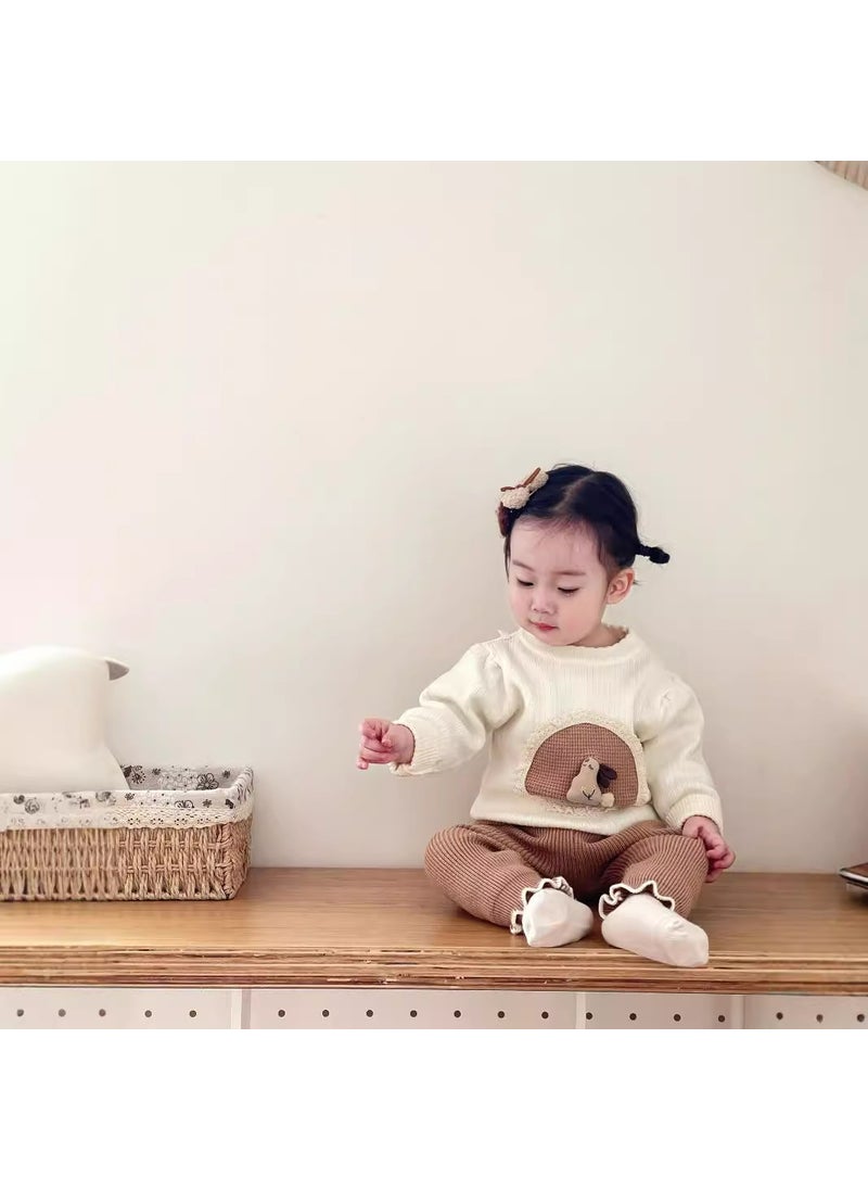 Infant Knit Sweater Set Autumn Winter Newborn Off-white