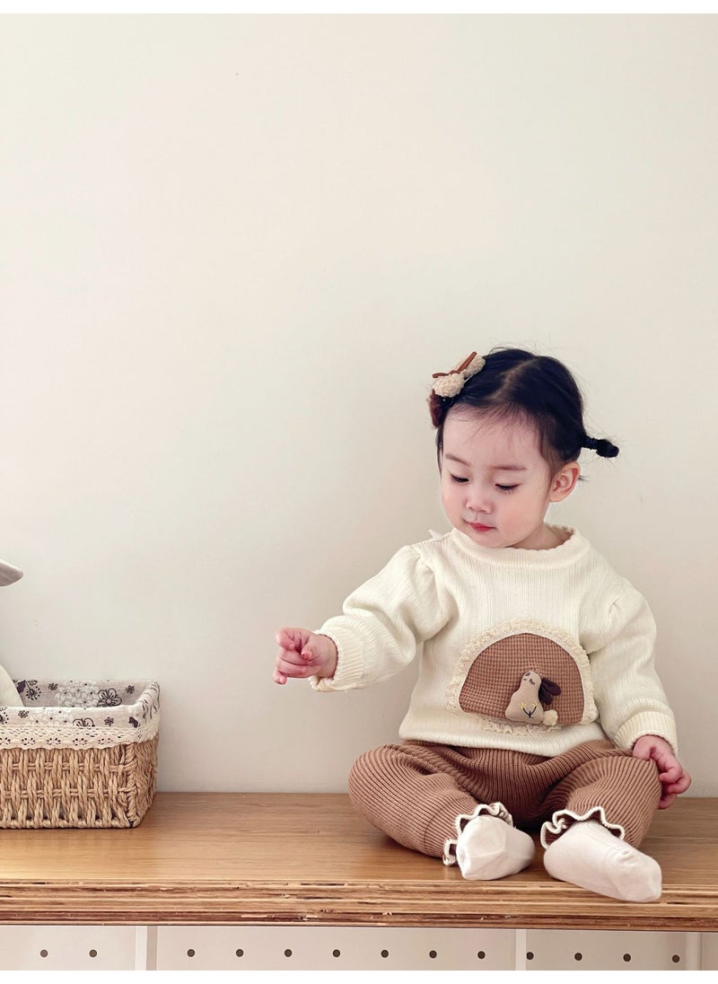 Infant Knit Sweater Set Autumn Winter Newborn Off-white