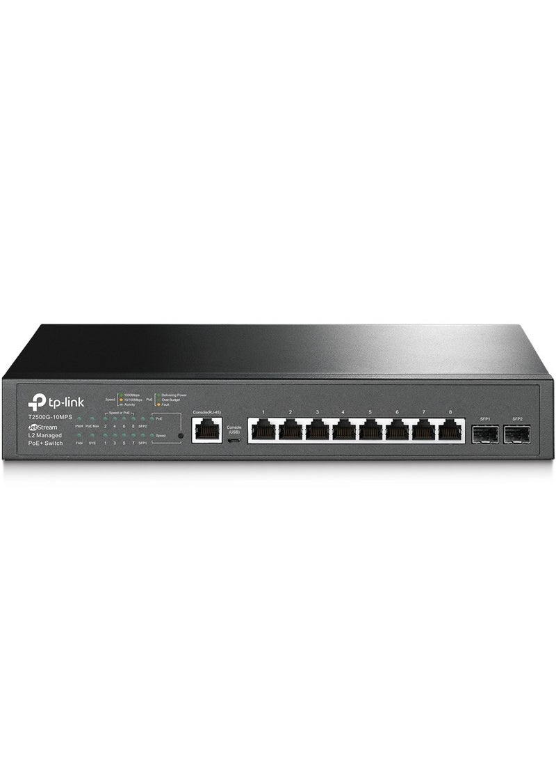 T2500G-10MPS Jet Stream 8-Port Gigabit L2 Managed PoE+ Switch with 2 SFP Slots
