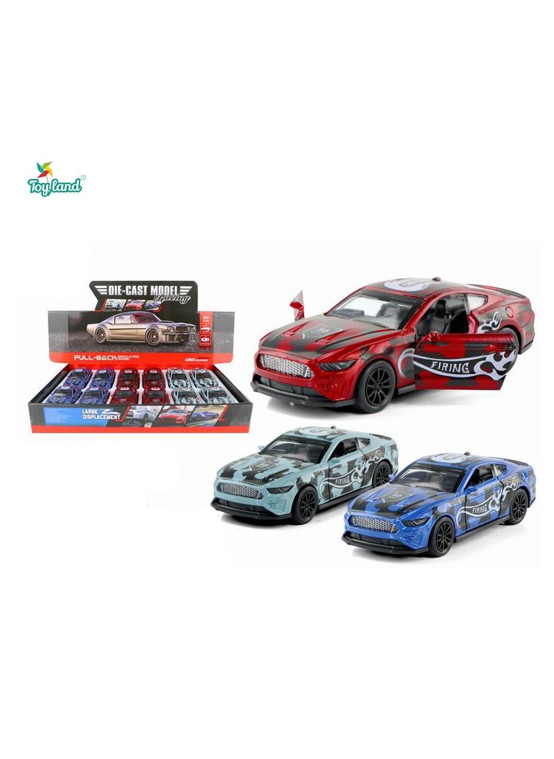 Pack of 12 Pcs 1:32 Scale Pull Back Action Diecast Metal Racing Toy Car-Assorted Color