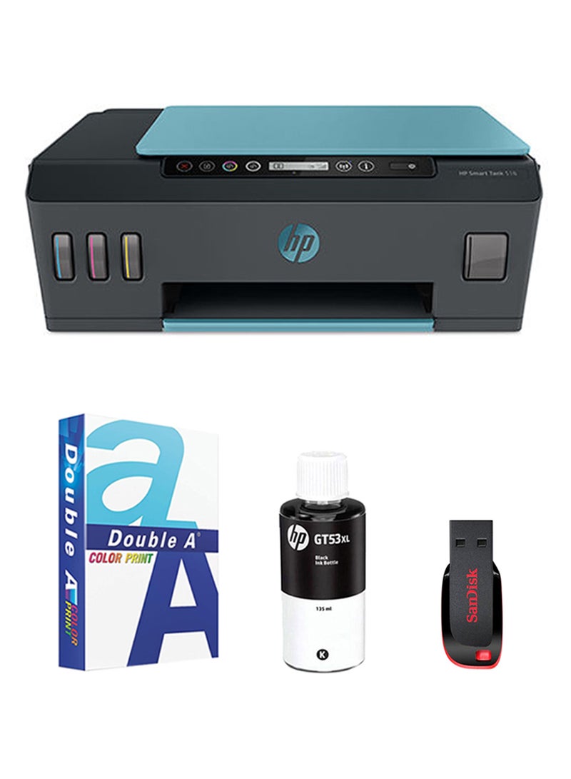 Printing Pro Bundle - Cruzer Blade 64GB USB 2.0 Flash Drive + HP Smart Tank 516 Wireless All-In-One | Multi-Function WiFi Color Ink Tank Printer 